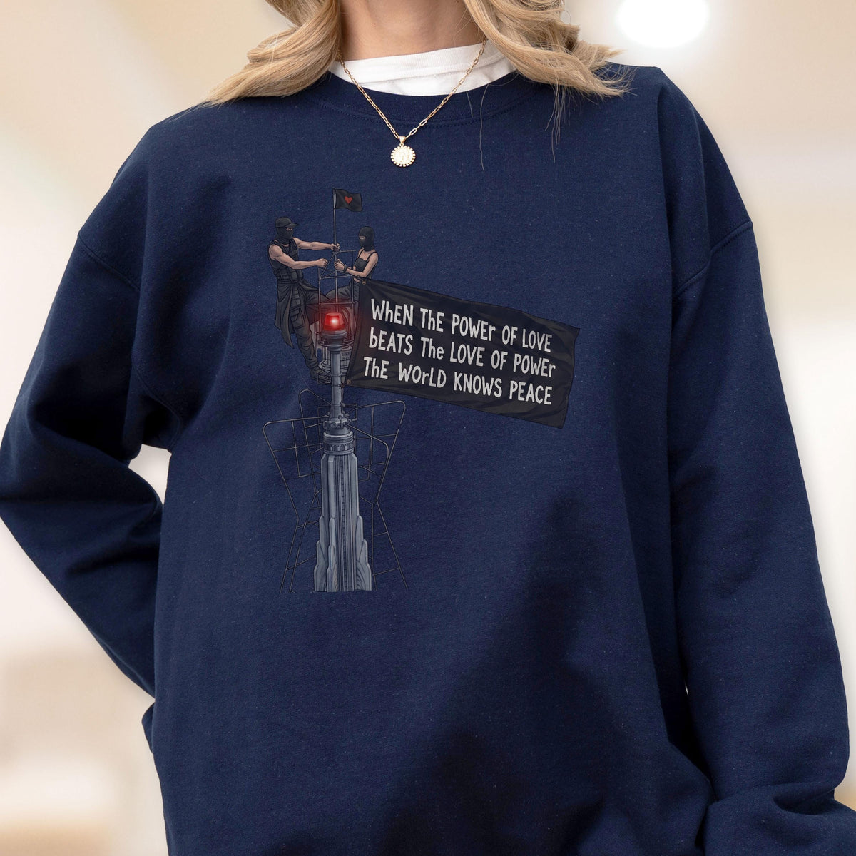 Power of Love Empire State Sweatshirt - Hoodie, Peace Activist Top, Empire State Building Sweat, NYC Skyline Sweaters, Peace Gift