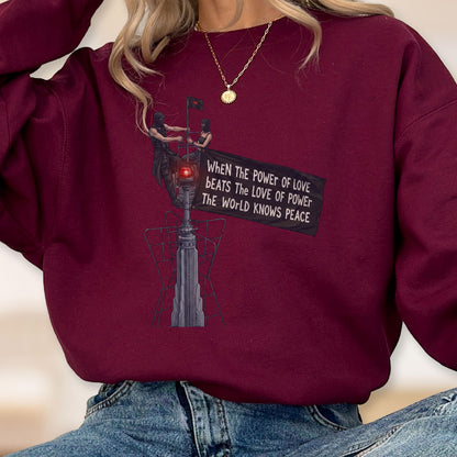 Power of Love Empire State Sweatshirt - Hoodie, Peace Activist Top, Empire State Building Sweat, NYC Skyline Sweaters, Peace Gift