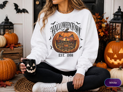 Retro Halloweentown Est 1998 Sweatshirt, Vintage Pumpkin Halloween Crewneck, Spooky Season Hoodie, Cozy Fall Graphic Pullover