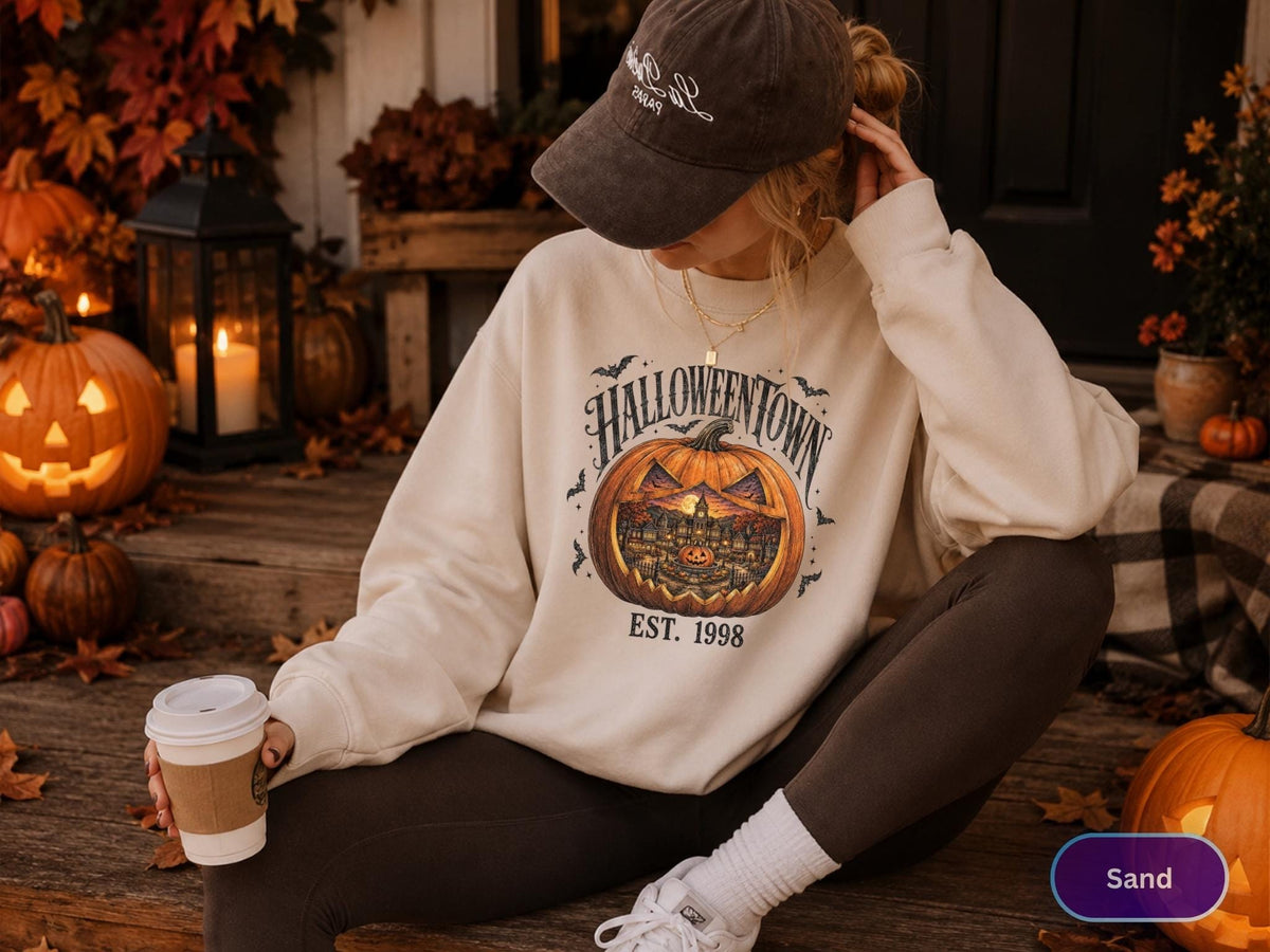 Retro Halloweentown Est 1998 Sweatshirt, Vintage Pumpkin Halloween Crewneck, Spooky Season Hoodie, Cozy Fall Graphic Pullover