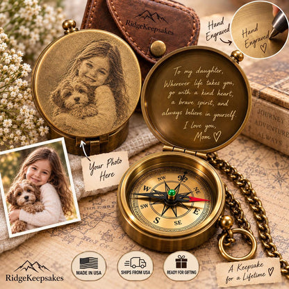 Personalized Engraved Compass: Religious Gift for First Communion, Confirmation, Baptism