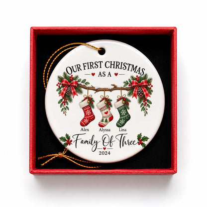 Family Of Three Christmas Ornament, Custom New Family Ornament, Baby's First Christmas Ornament, Personalized Family Ornament