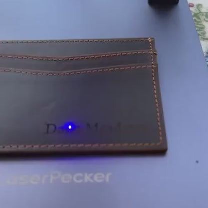 Men's Leather Small Card Wallet, Monogram Leather Card Holder, Leather Card Holder, Minimalist Card Holder, Engraved Minimalist Wallet, RFID